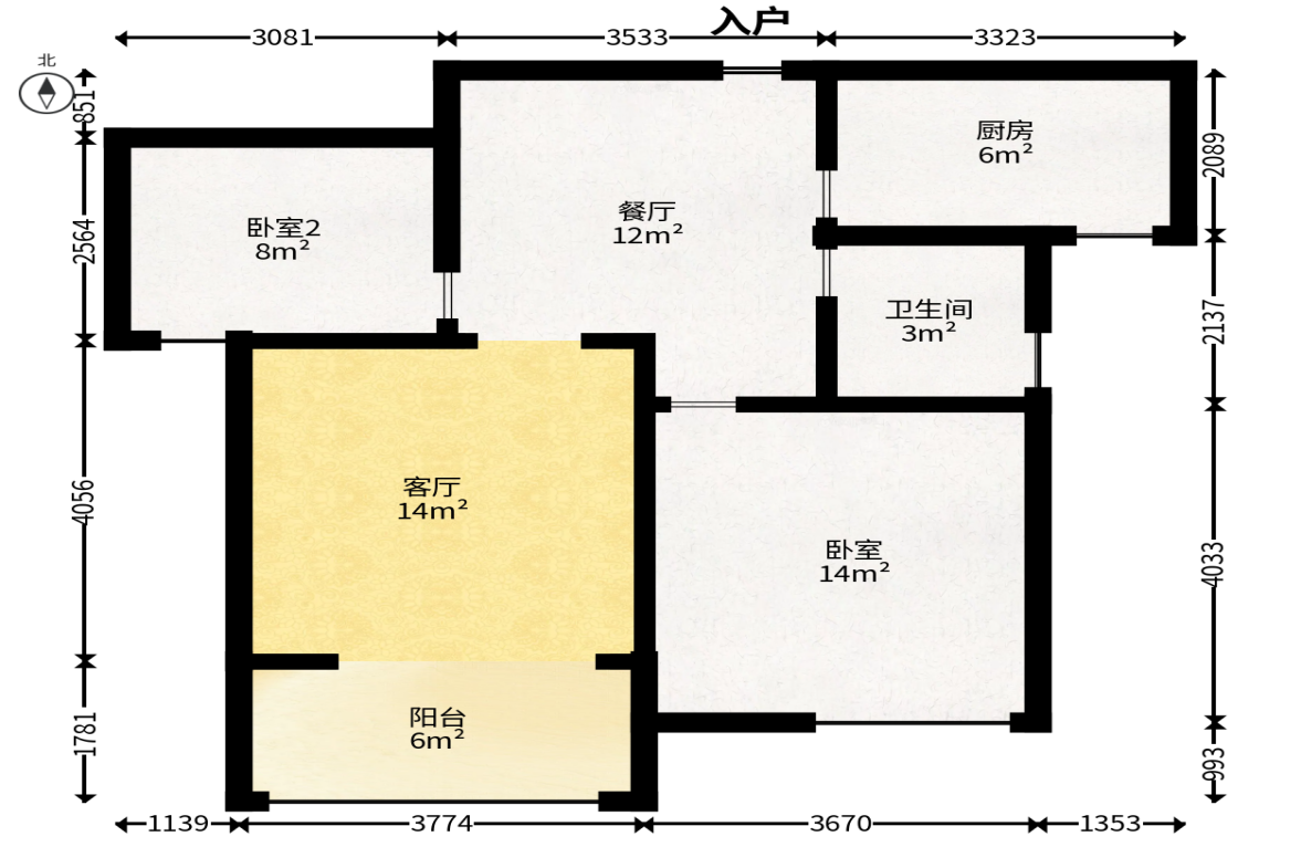 东业苹果社区  2室2厅1卫   39.50万户型图