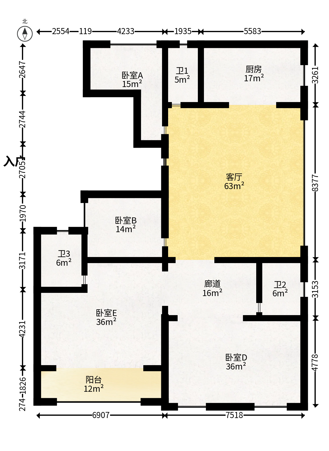 建投象山国际  5室2厅2卫   268.00万户型图