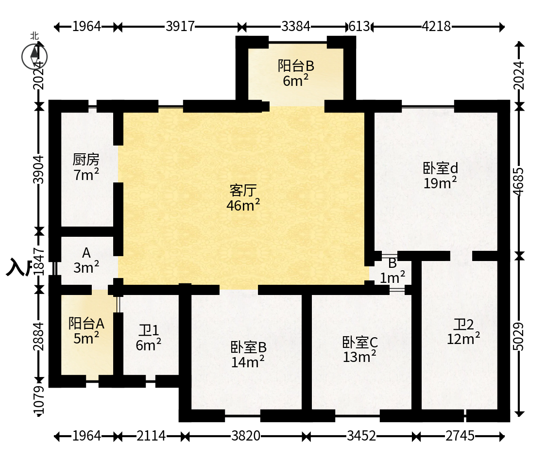 万科金域华府二期  3室2厅1卫   126.00万户型图