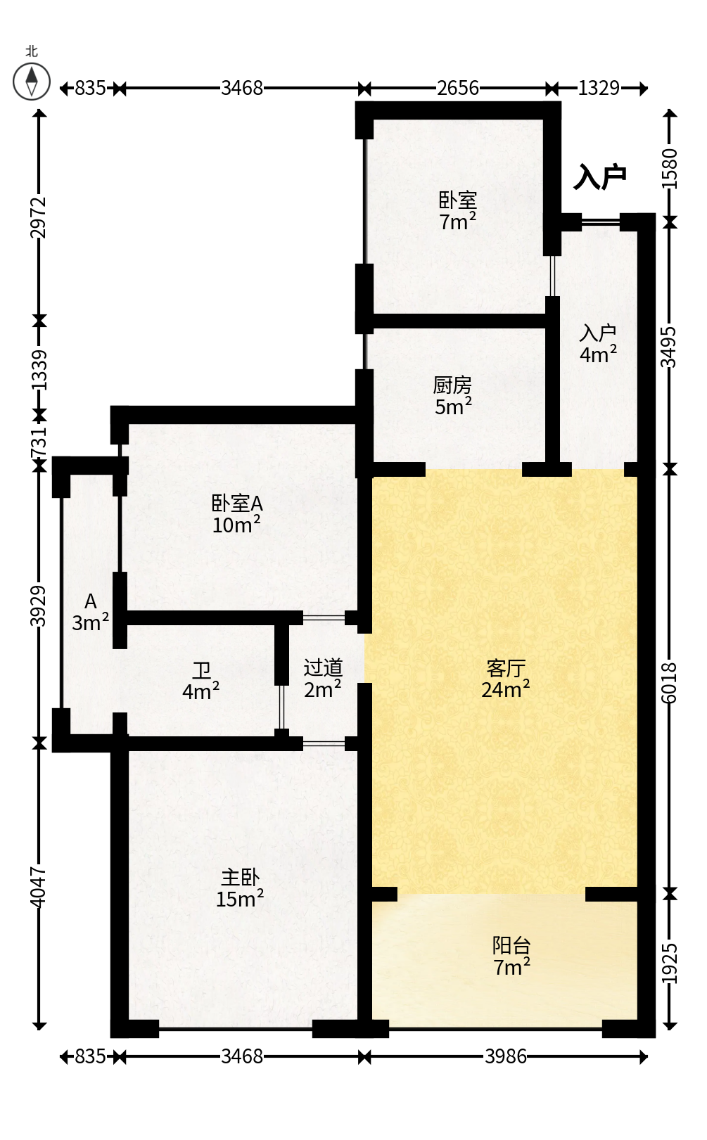 国泰九龙湾  3室2厅1卫   108.00万户型图
