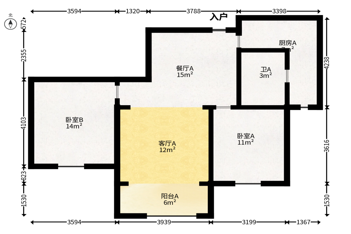 佳天名苑  2室2厅1卫   58.00万户型图