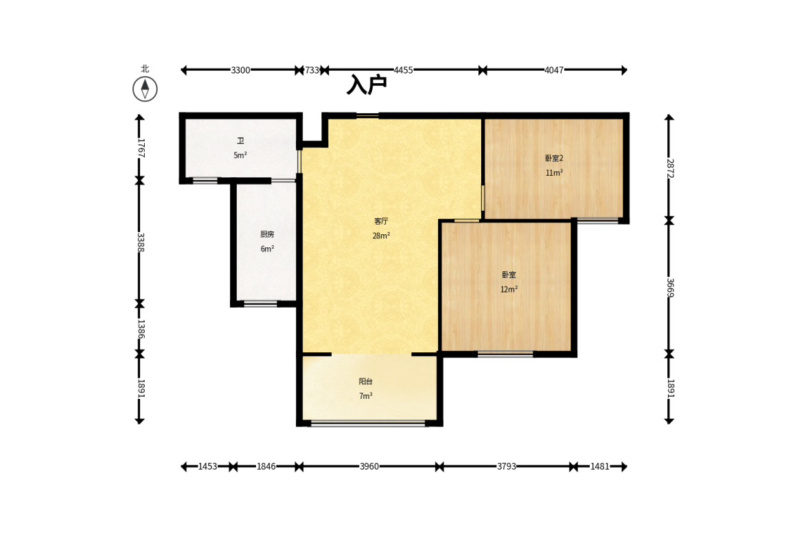 盛景谷山里  2室2厅1卫    67.0万户型图