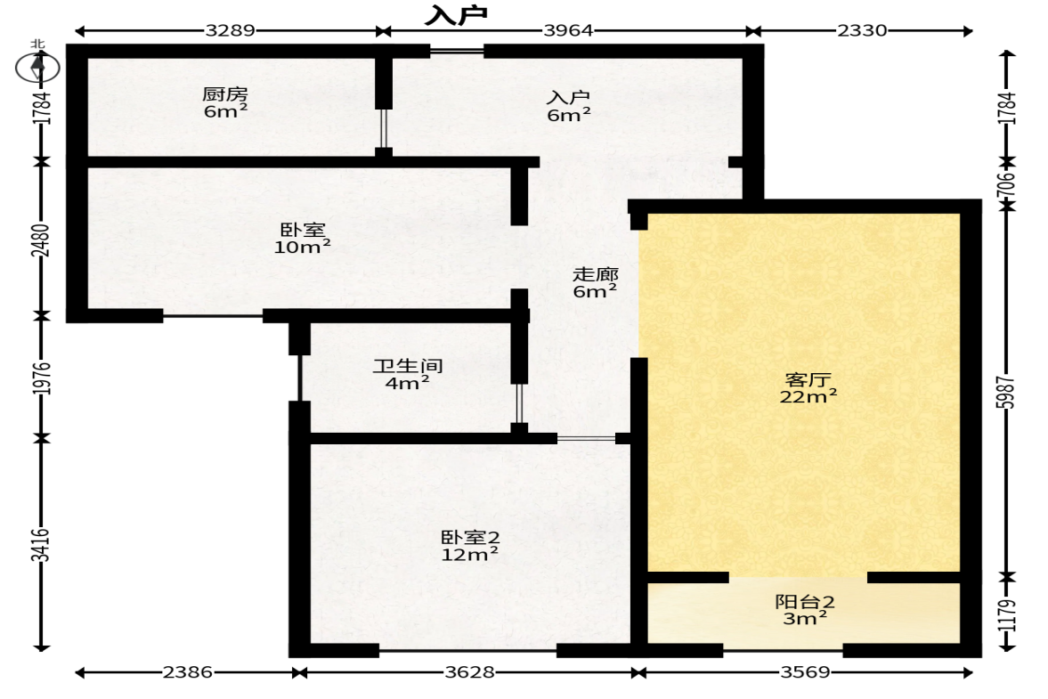 东方美地  3室2厅1卫   88.00万户型图