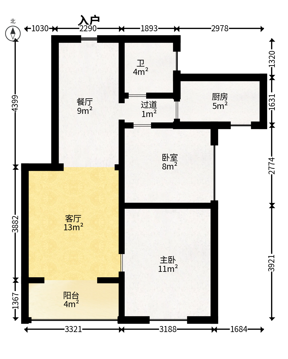 韭菜园嘉苑  2室1厅1卫   118.00万户型图