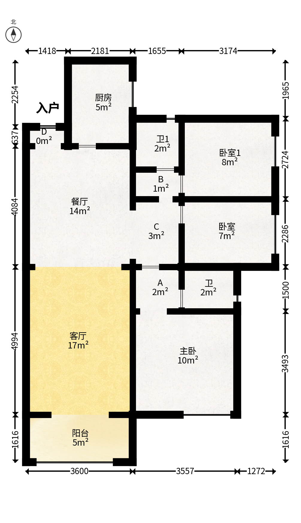 荣盛花语城  3室2厅2卫   86.80万户型图