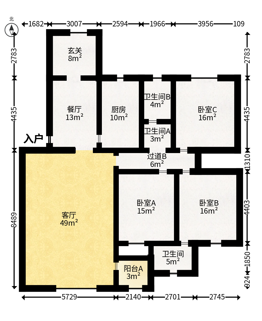 地税五分局小区  3室2厅2卫   118.00万户型图