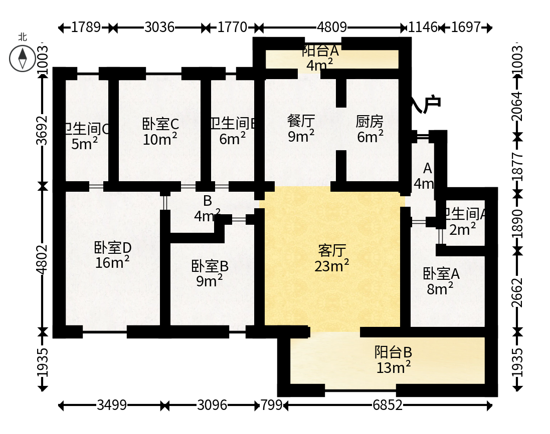 京盛和府  4室2厅2卫   165.00万户型图