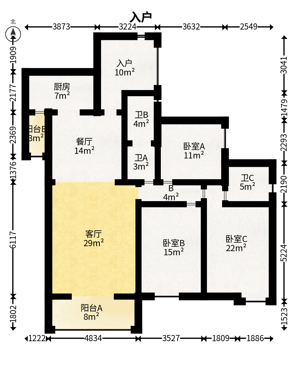 山水熙园  4室2厅2卫   120.00万户型图