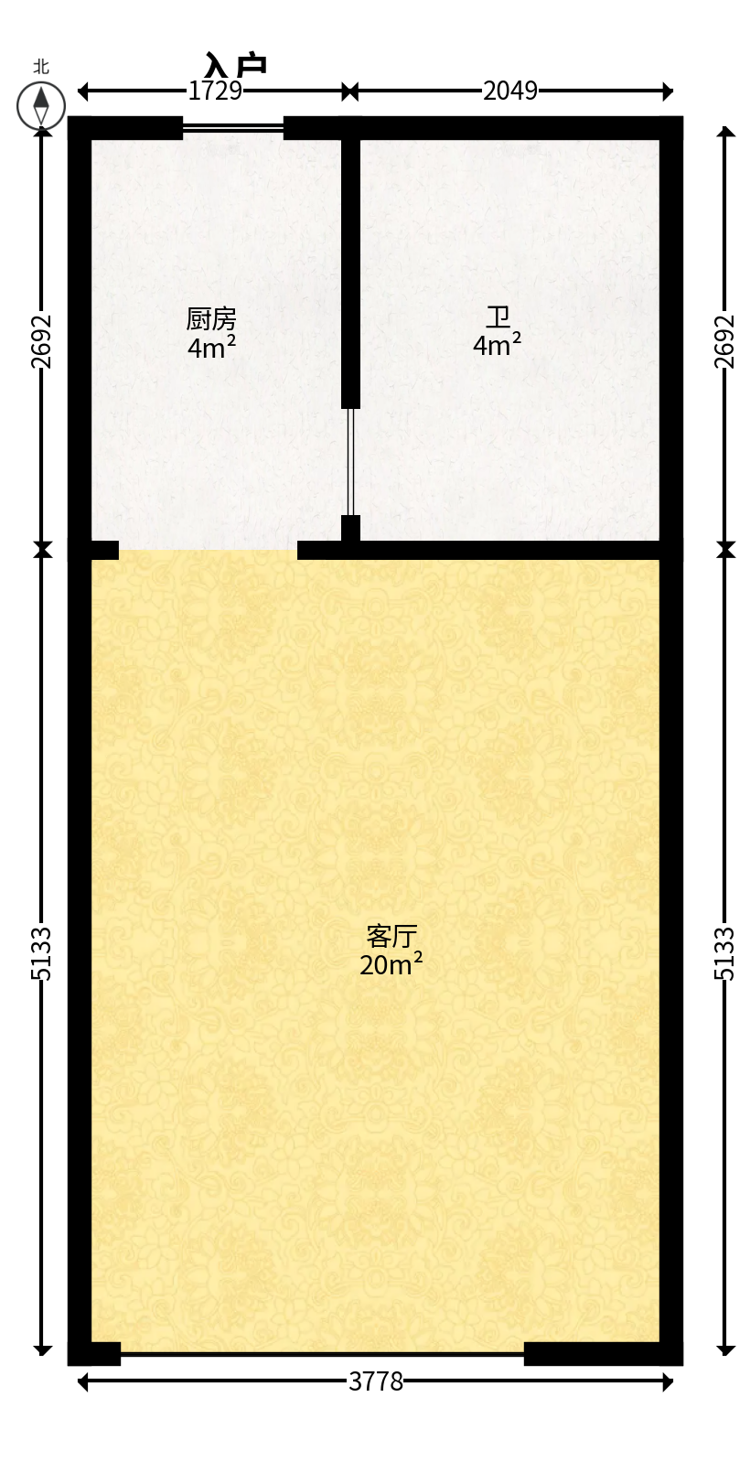 梅溪湖金茂湾  1室1厅1卫   56.00万户型图
