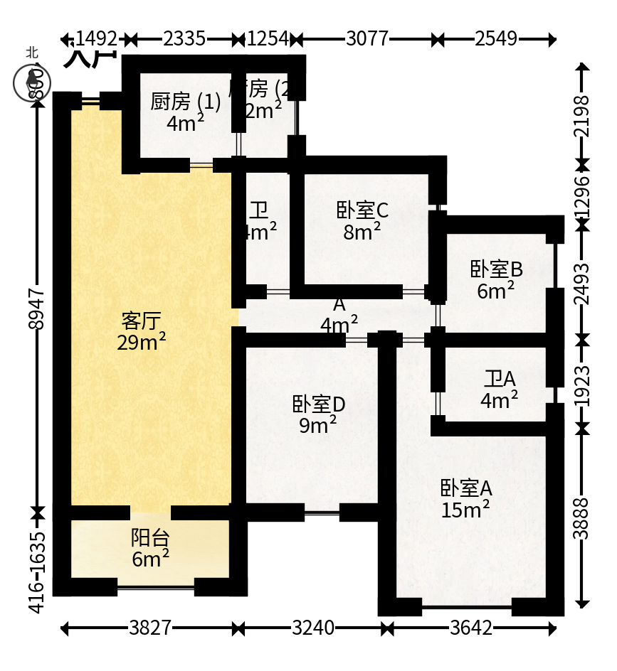 振业城三期  4室2厅2卫   148.00万户型图