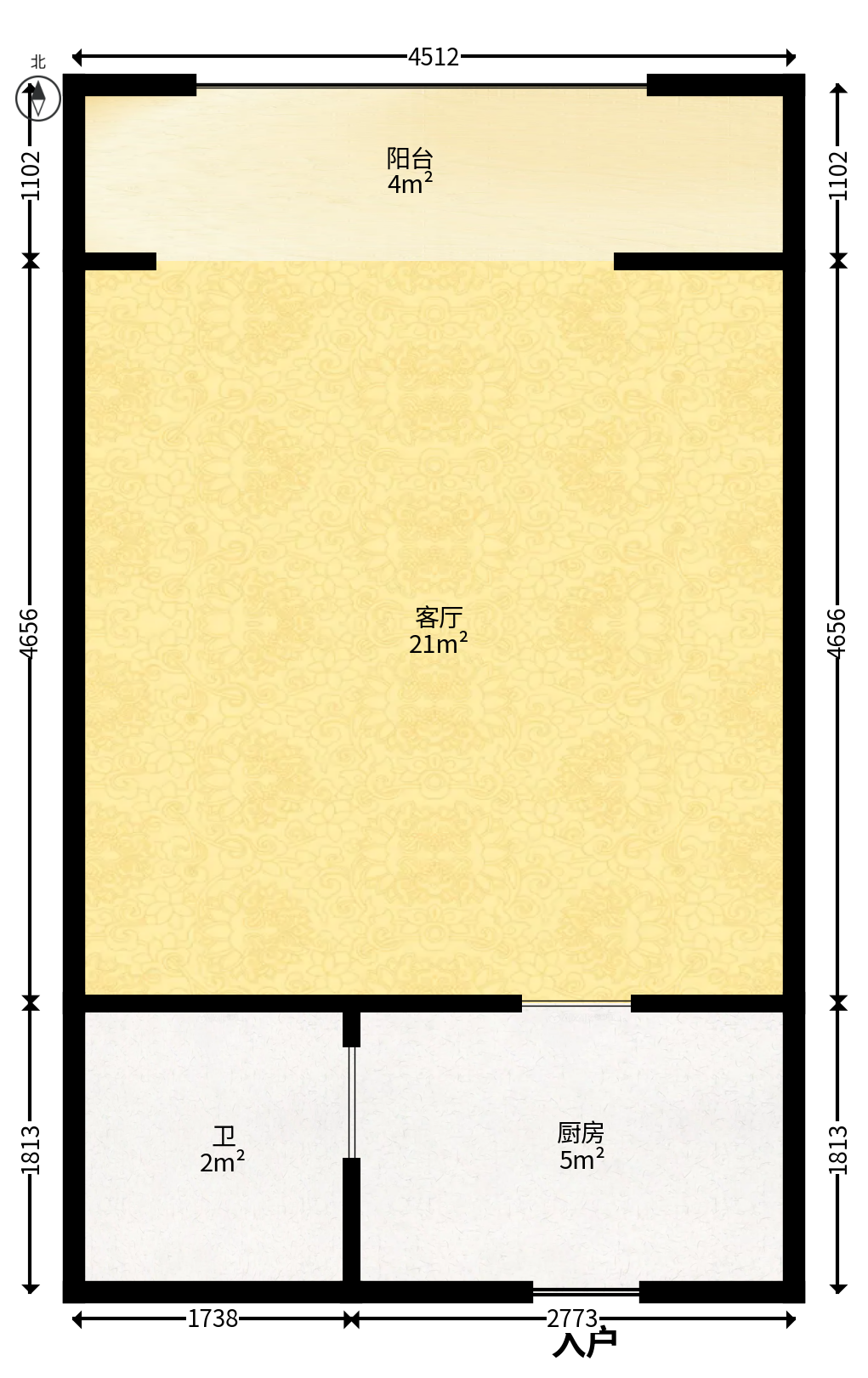 蝴蝶谷  1室1厅1卫   17.80万户型图