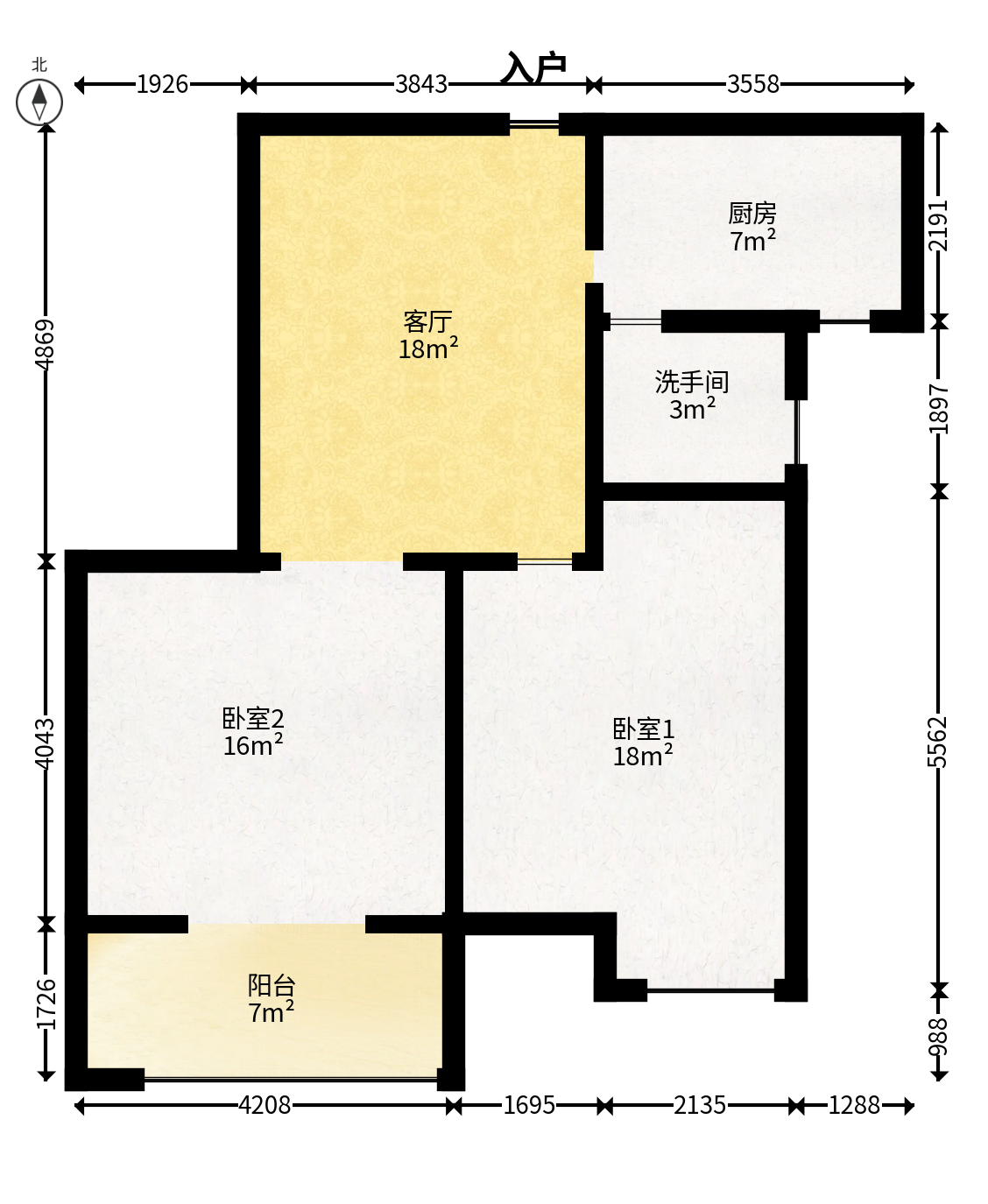 丽星景园  2室2厅1卫   56.00万户型图