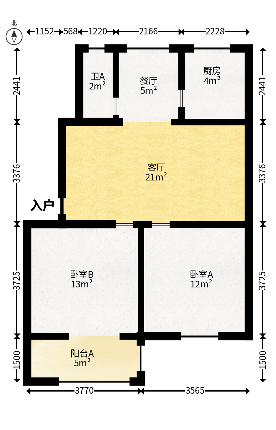 二十三冶小区（井巷社区）  2室2厅1卫   47.00万户型图