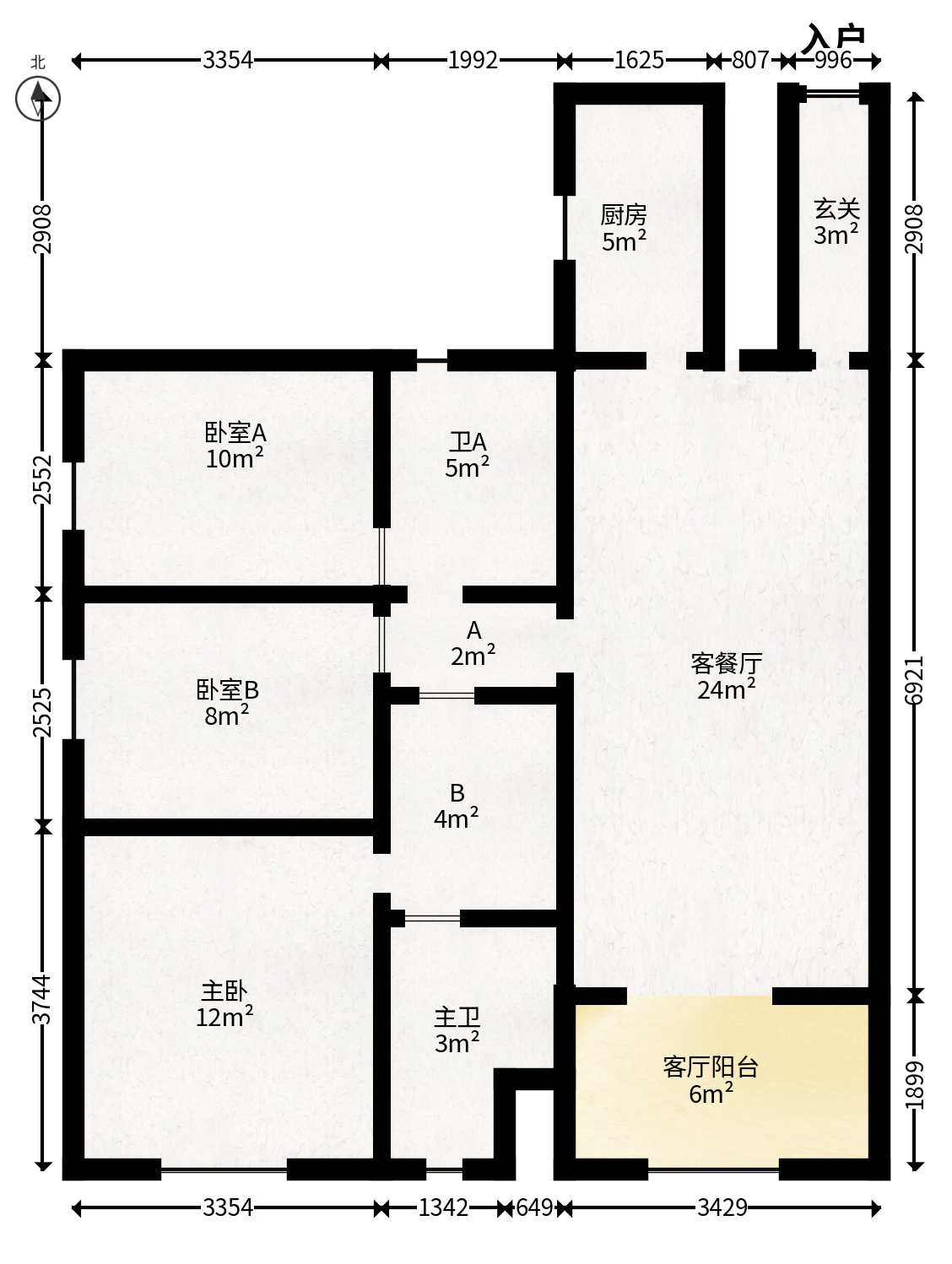 万科里金域国际  3室2厅2卫   178.00万户型图