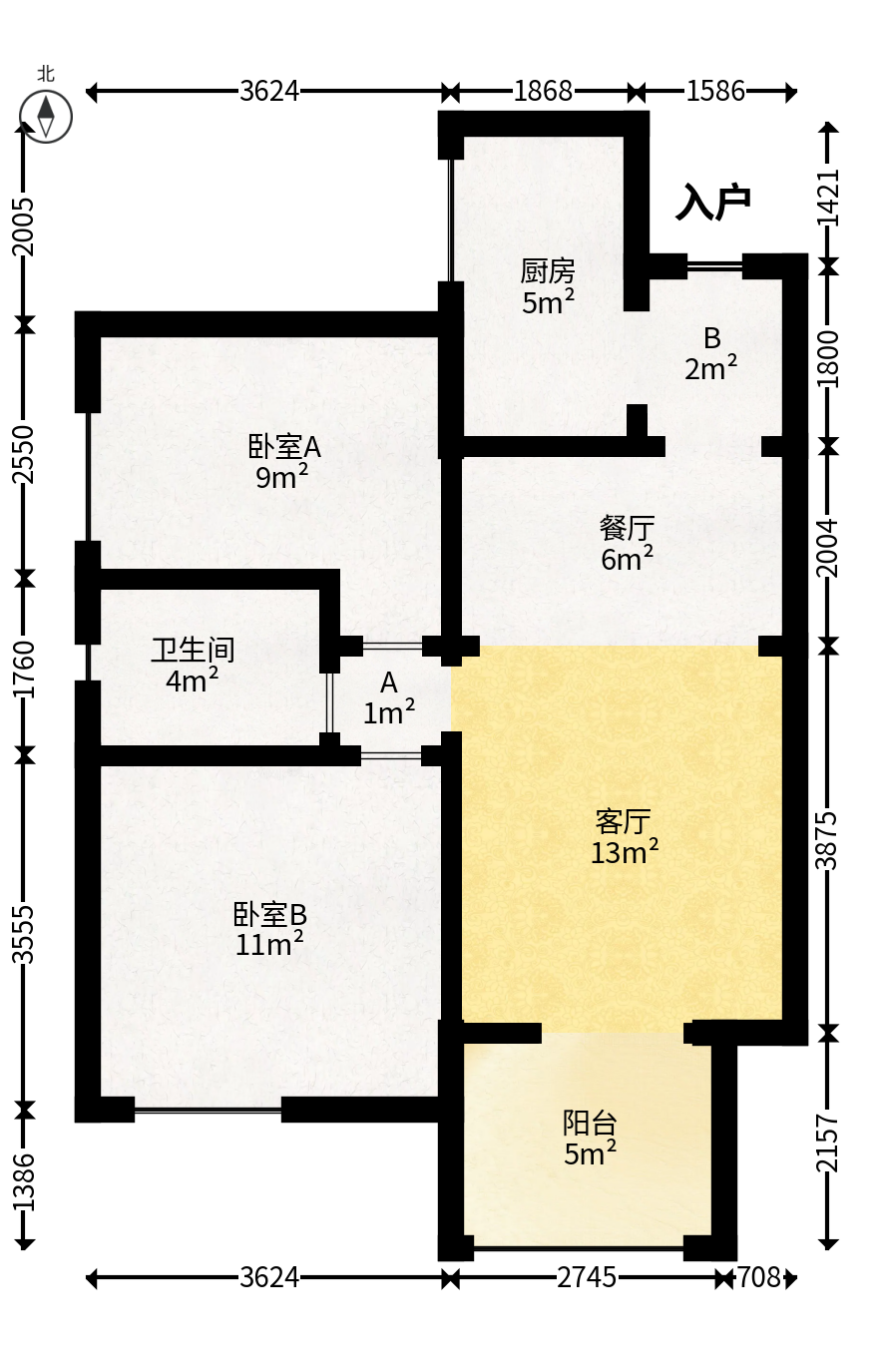 汇金城/嘉华城（二期、三期）  2室2厅1卫   99.00万户型图