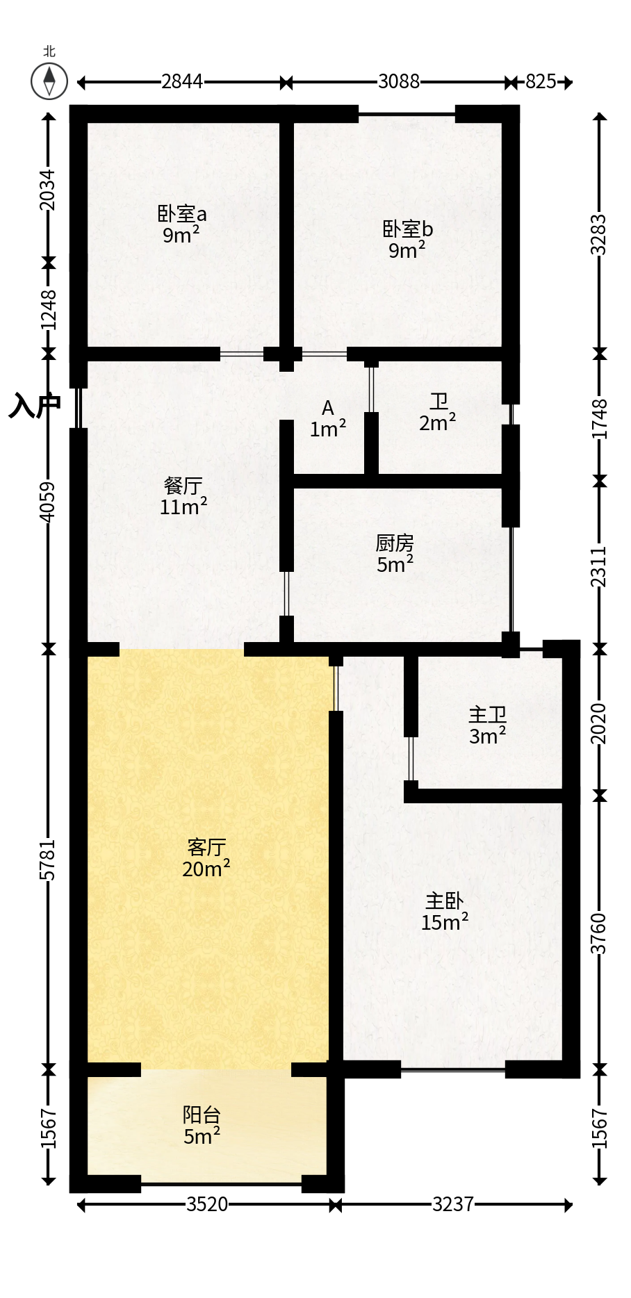 澳海月亮湾  3室2厅2卫    89.8万户型图
