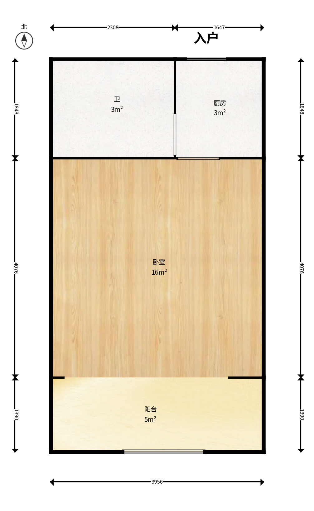 富瑞星座  1室1厅1卫    45.9万户型图
