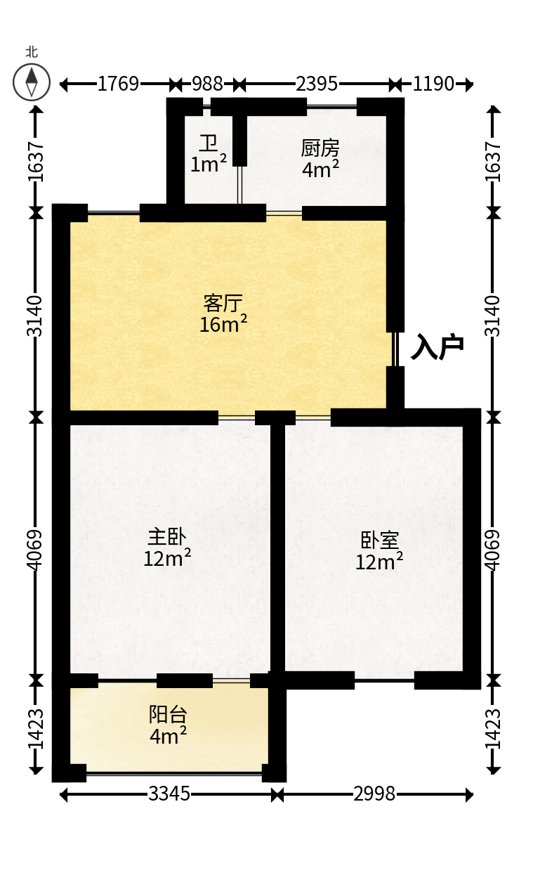 蒸菜街小区  2室1厅1卫   40.00万户型图