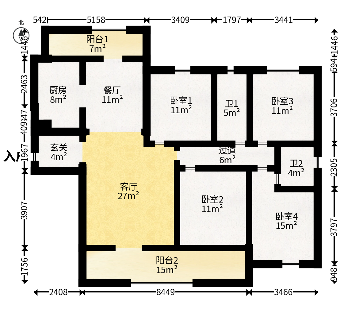 滨江学府  4室2厅2卫   130.00万户型图