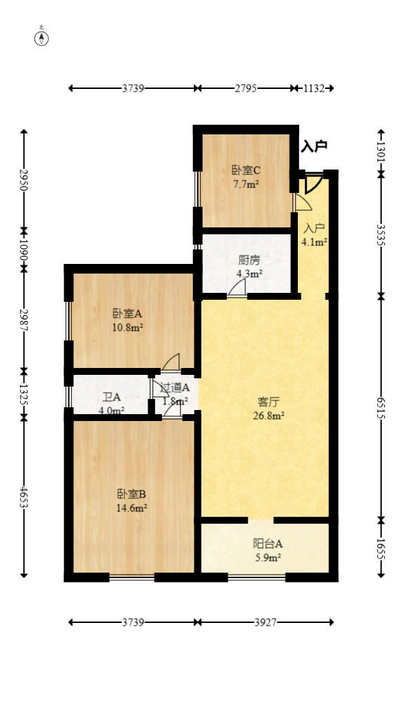 新城景苑  2室1厅1卫   41.80万户型图