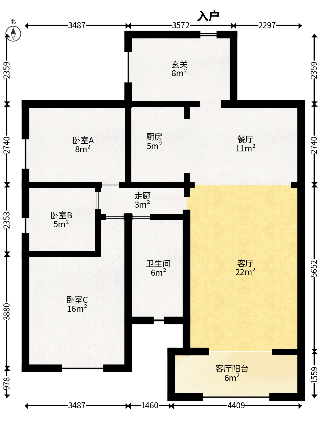 中建芙蓉嘉苑  3室2厅1卫   93.00万户型图