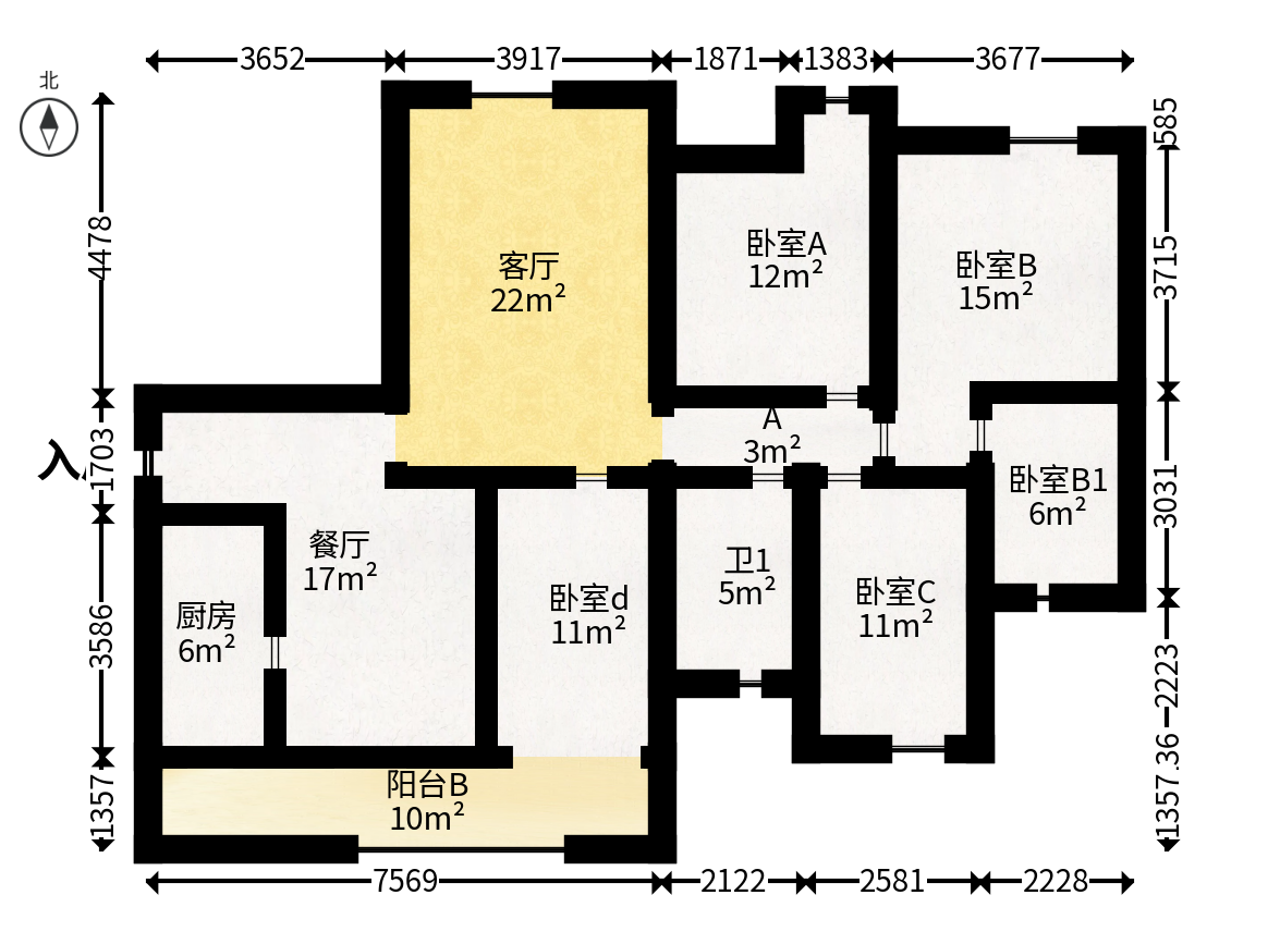 融科东南海  4室2厅2卫   150.00万户型图