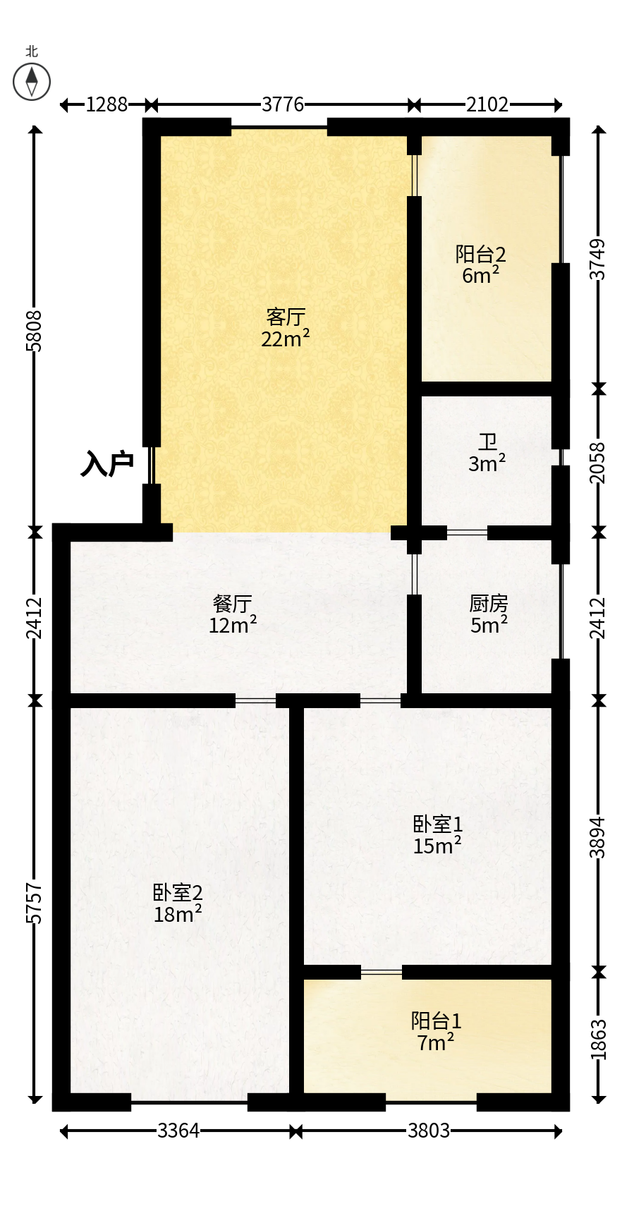 左家塘散盘（营山巷）  2室2厅1卫   42.00万户型图