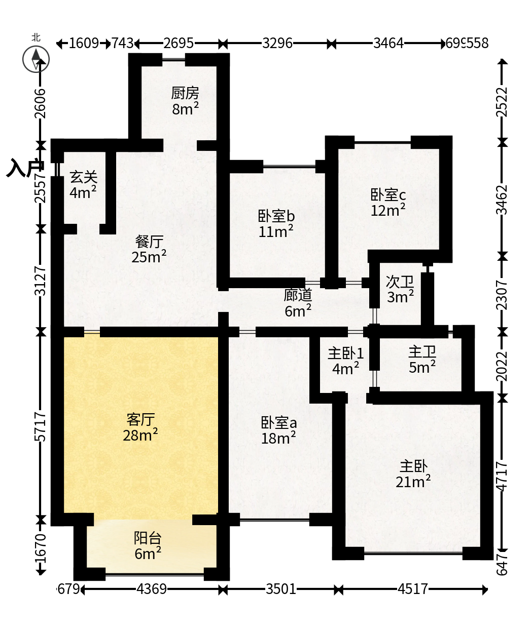 南山梅溪一方  4室2厅2卫   228.00万户型图