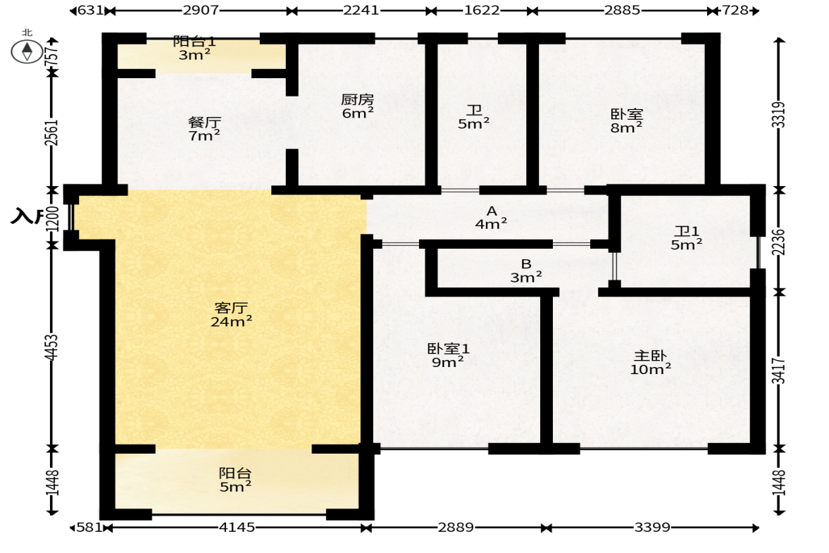 星城春晓  3室2厅2卫   85.00万户型图