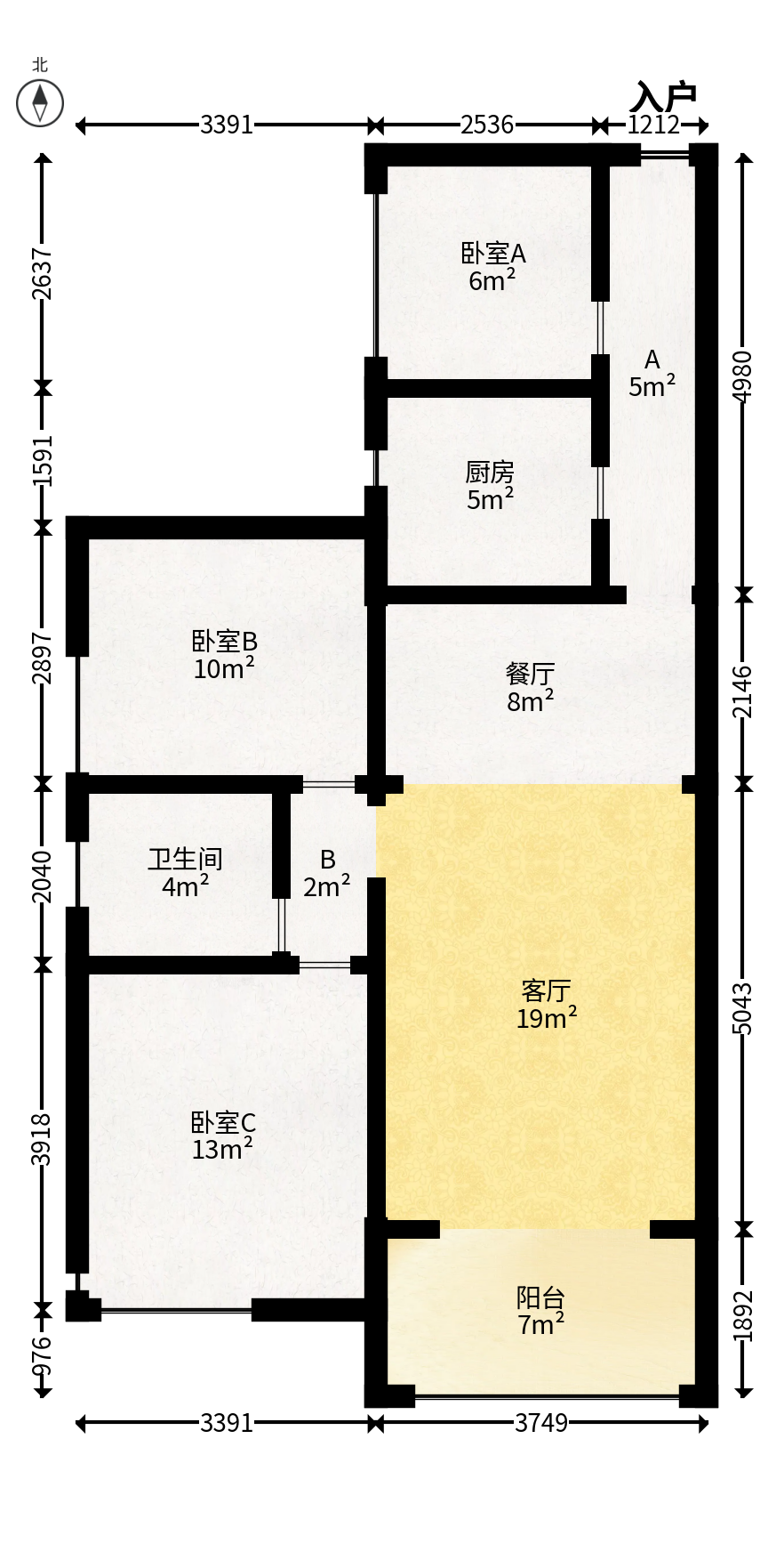 五矿格澜郡  3室2厅1卫   56.00万户型图