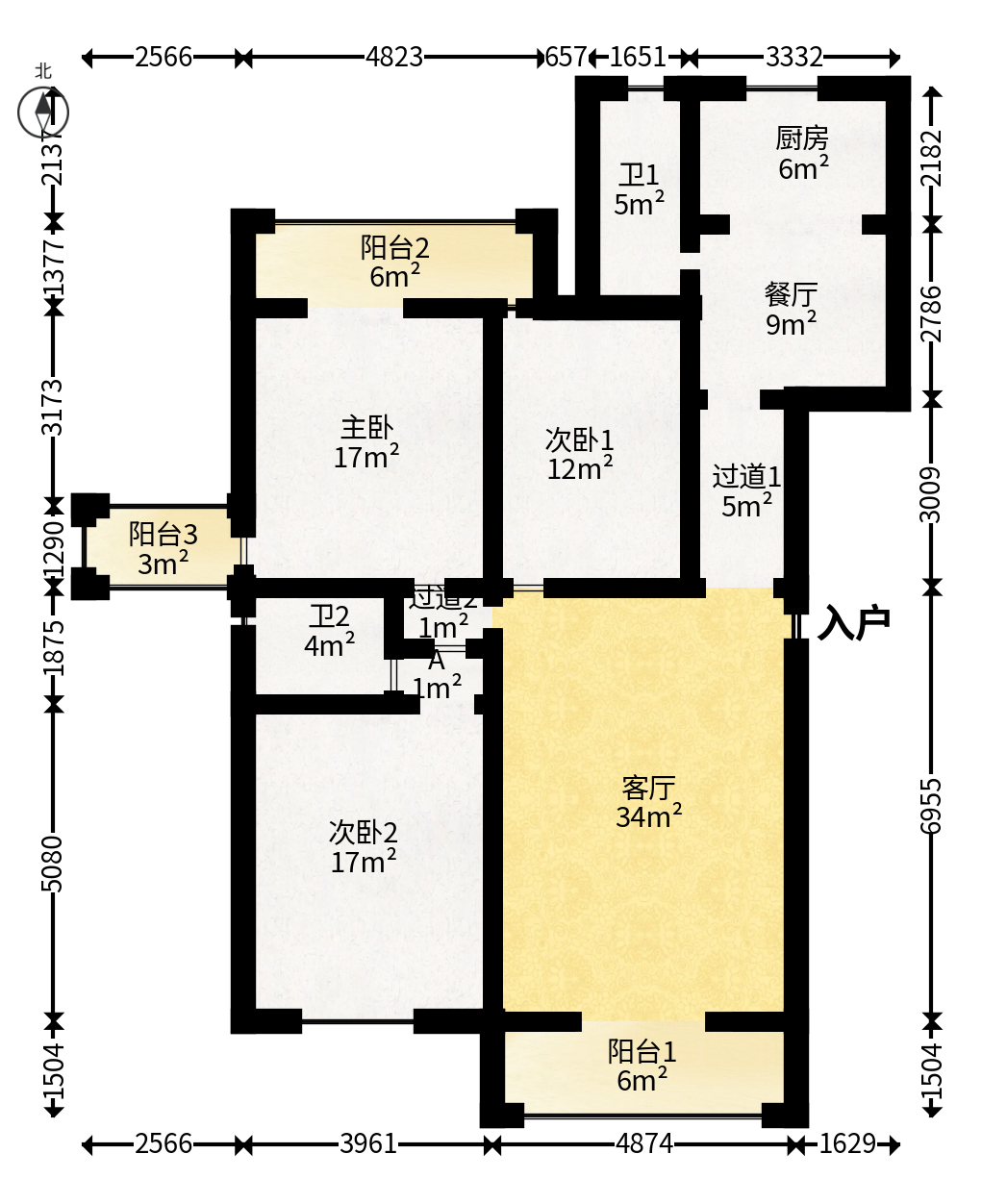 景香苑  3室2厅2卫   115.00万户型图