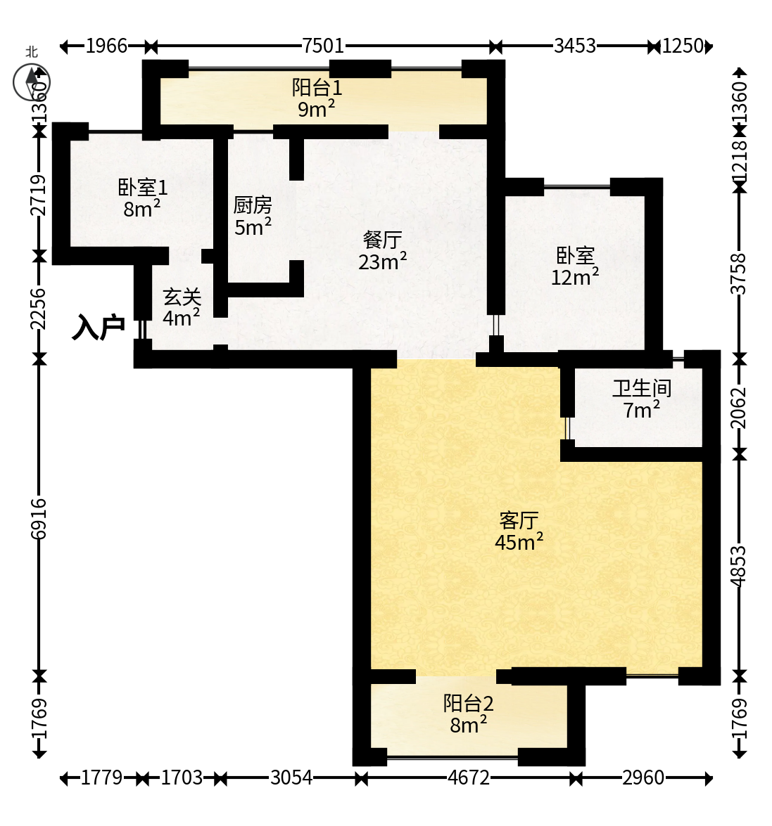 润和滨江府  5室2厅2卫   138.00万户型图