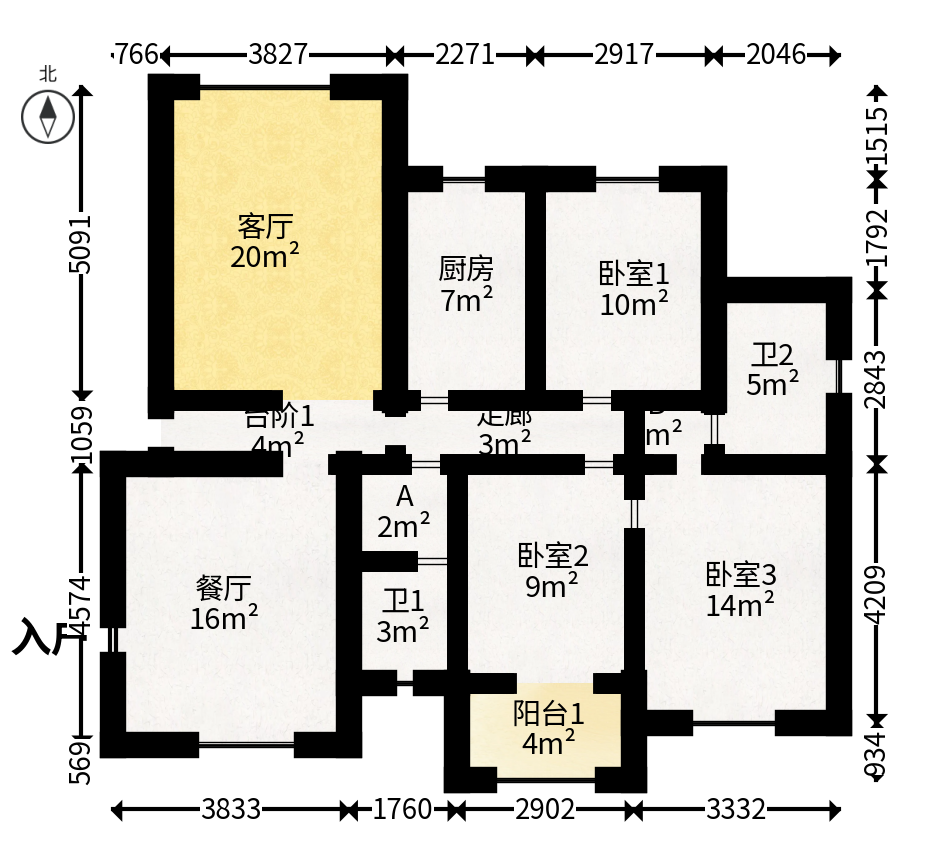 恒盛世家  5室2厅2卫   165.00万户型图