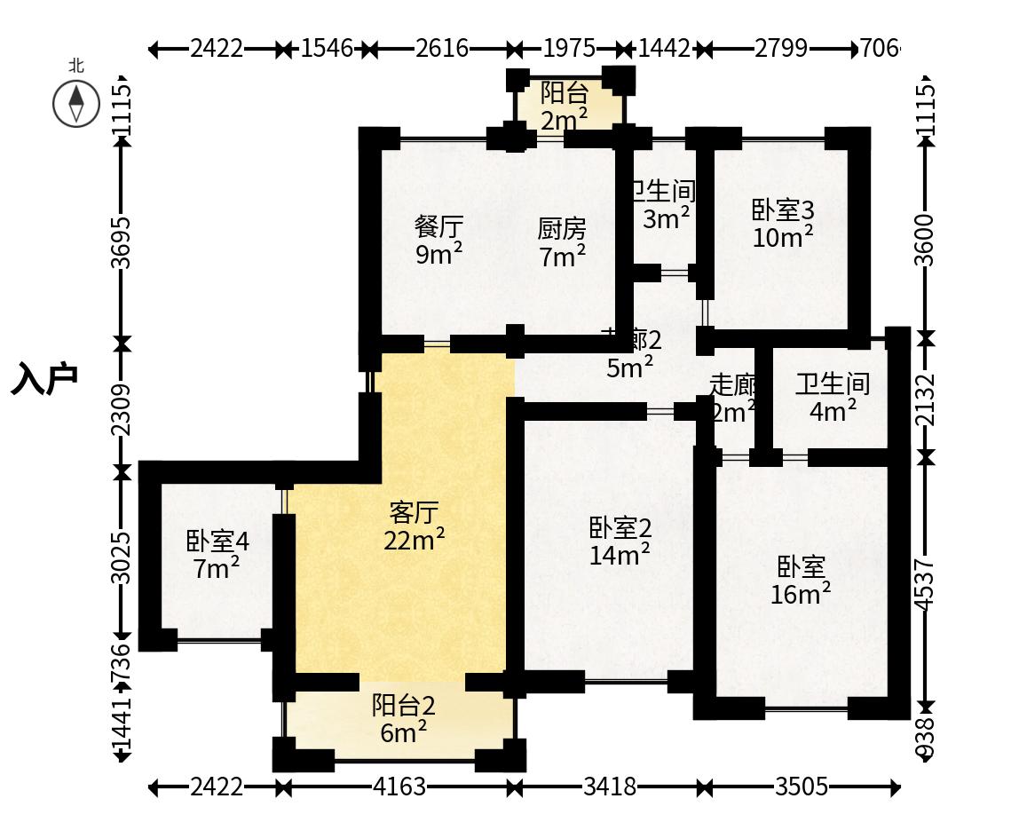 中国铁建国际城二期  4室2厅2卫   98.00万户型图