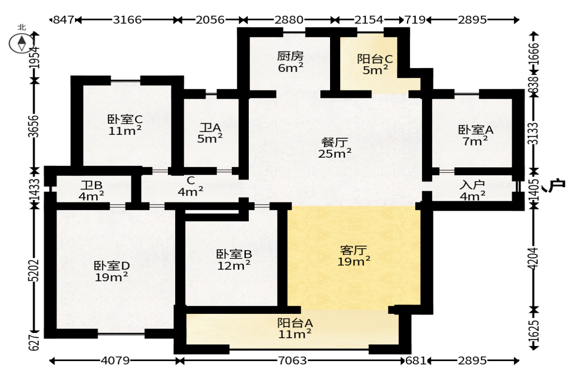 中海星樾府  4室2厅2卫   218.00万户型图