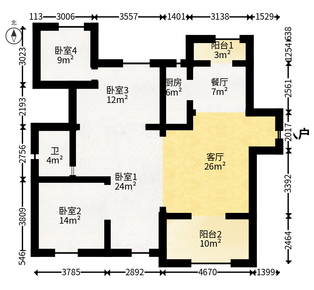 中交建发松雅院  4室2厅2卫   150.00万户型图