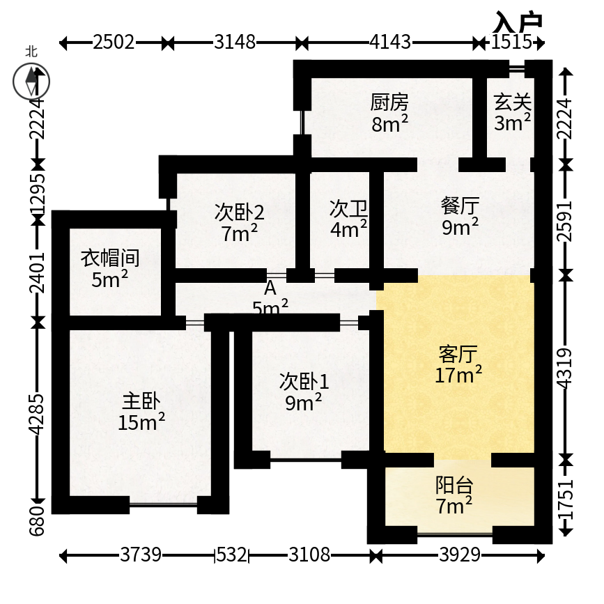 山语城三期  3室1厅1卫   120.00万户型图