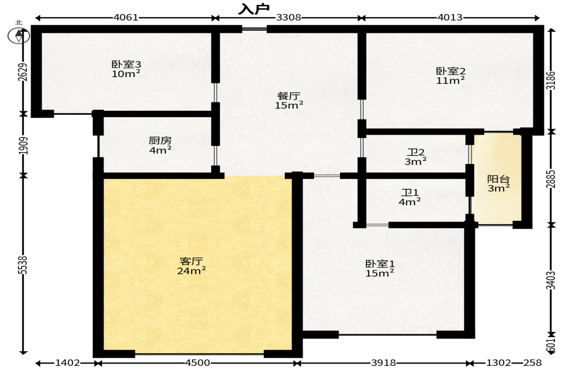 天鸿天府（天鸿中央大院）  3室2厅2卫   110.00万户型图