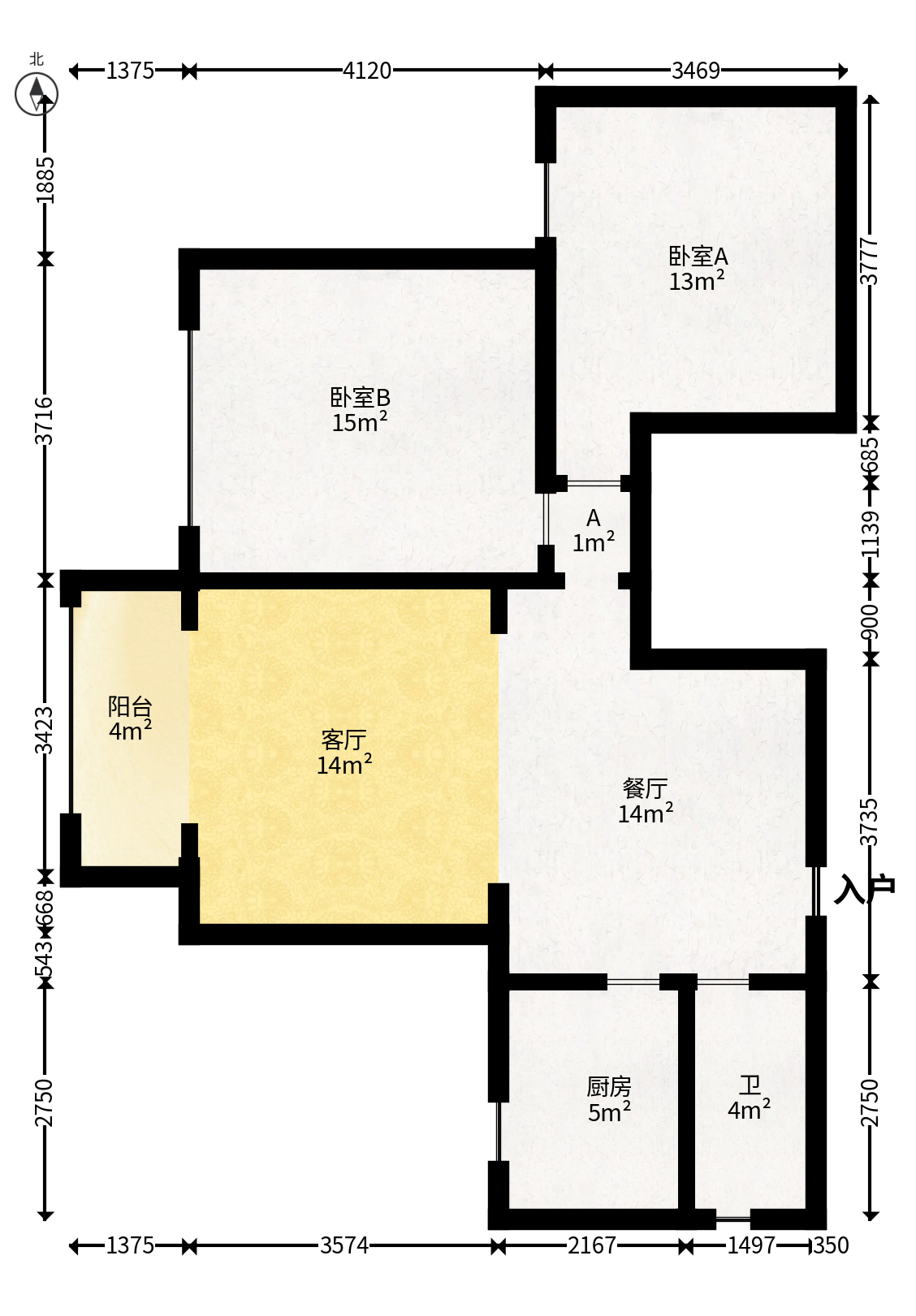 恒大雅苑  2室1厅1卫   72.00万户型图
