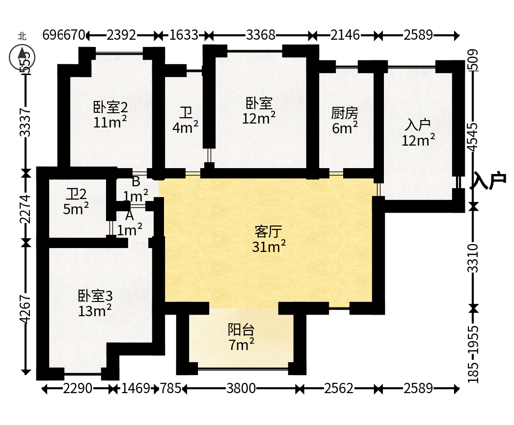 北京御园一二期（国泰嘉园）  4室2厅1卫   199.00万户型图