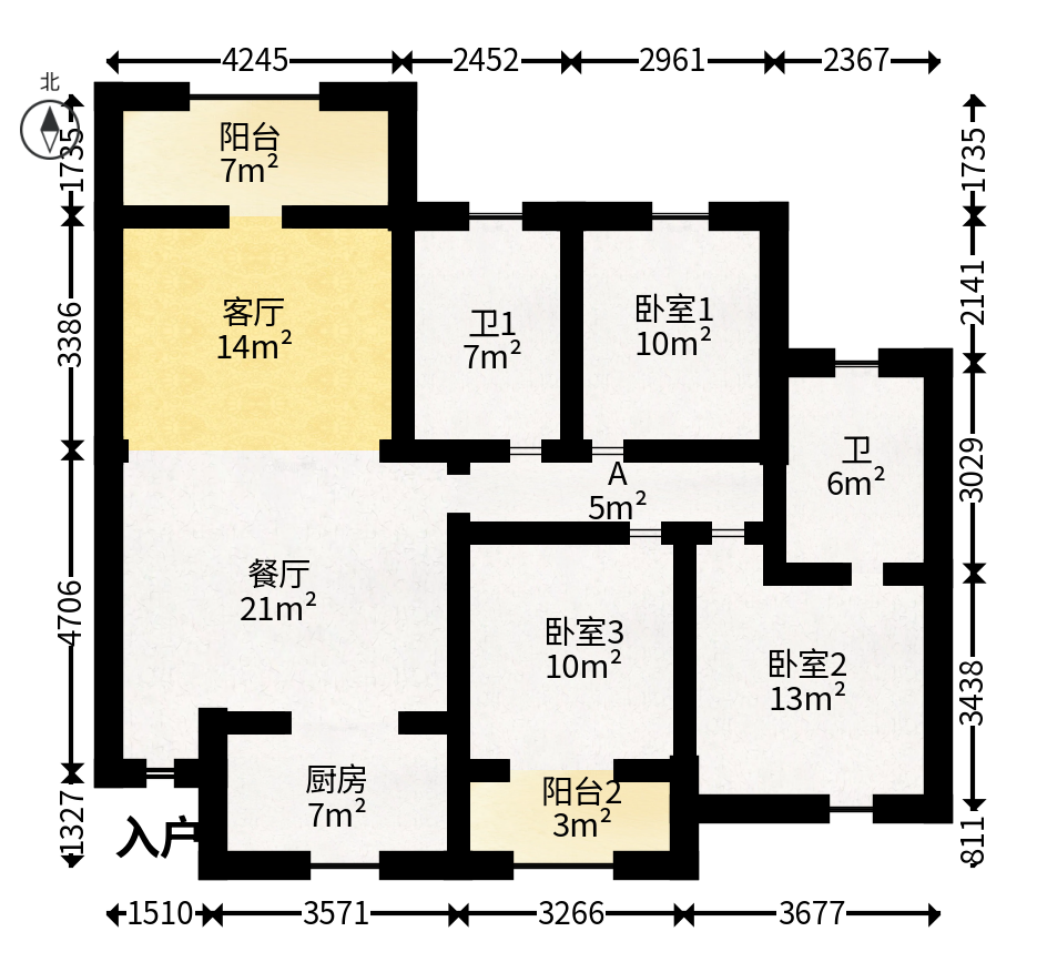 国欣向荣府  3室2厅2卫   140.00万户型图