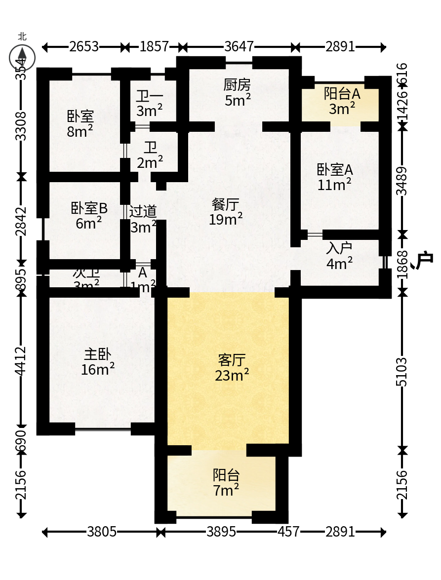 碧桂园中央花园  4室2厅2卫   127.00万户型图