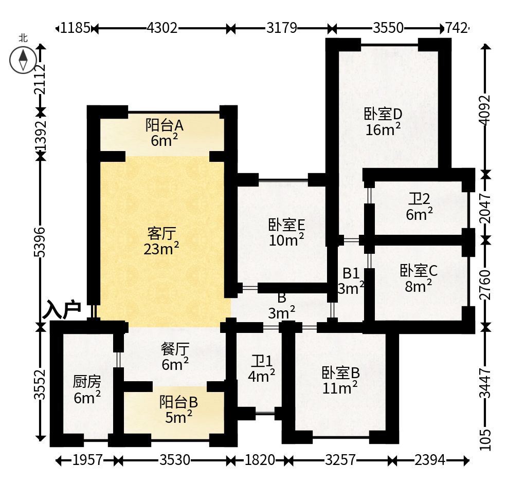 绿地之窗  4室2厅2卫   143.00万户型图