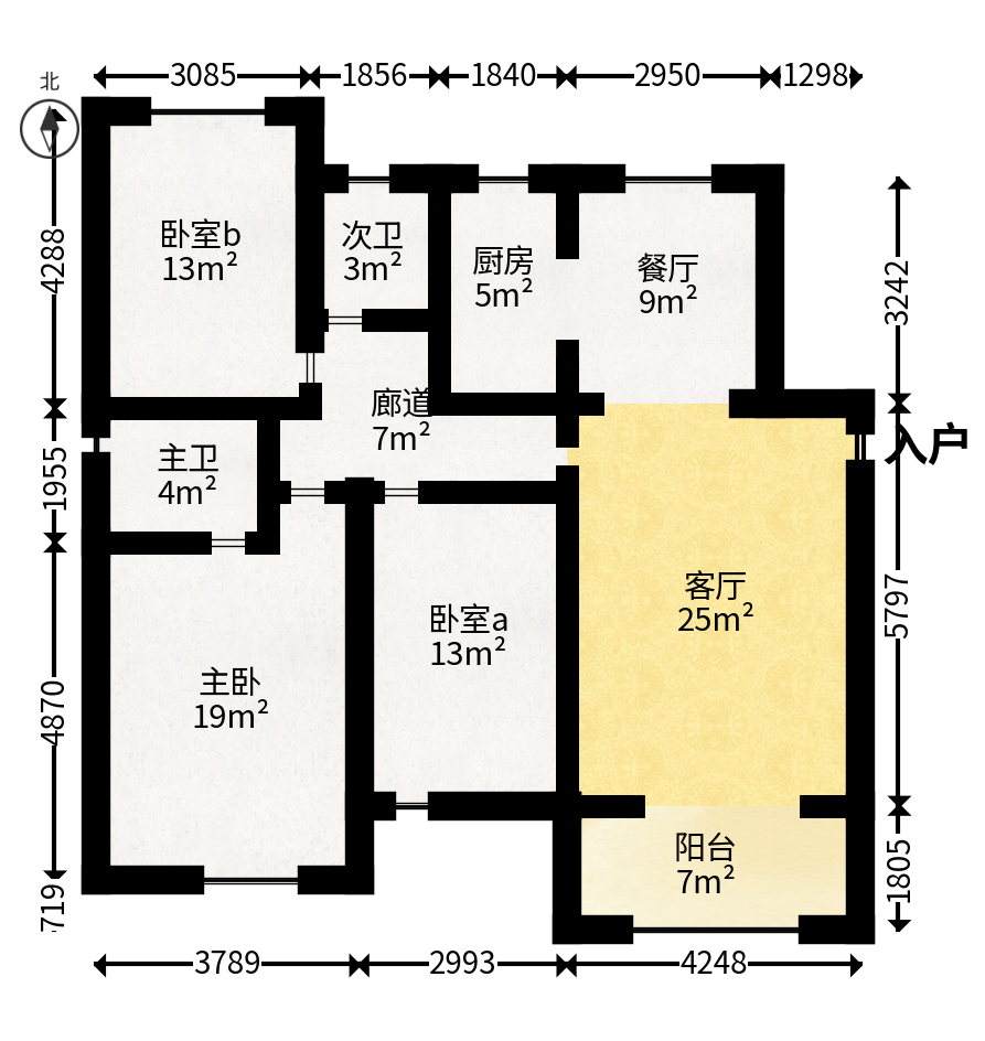 中梁云麓传奇  3室2厅2卫   125.00万户型图
