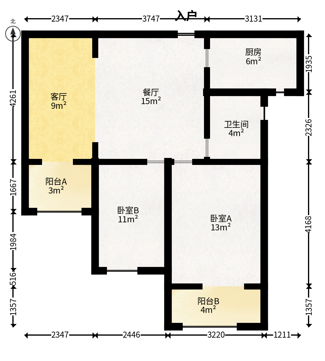 怡海星城  2室2厅1卫   45.00万户型图