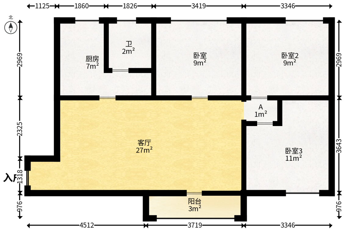 北京御园一二期（国泰嘉园）  3室2厅1卫   108.80万户型图