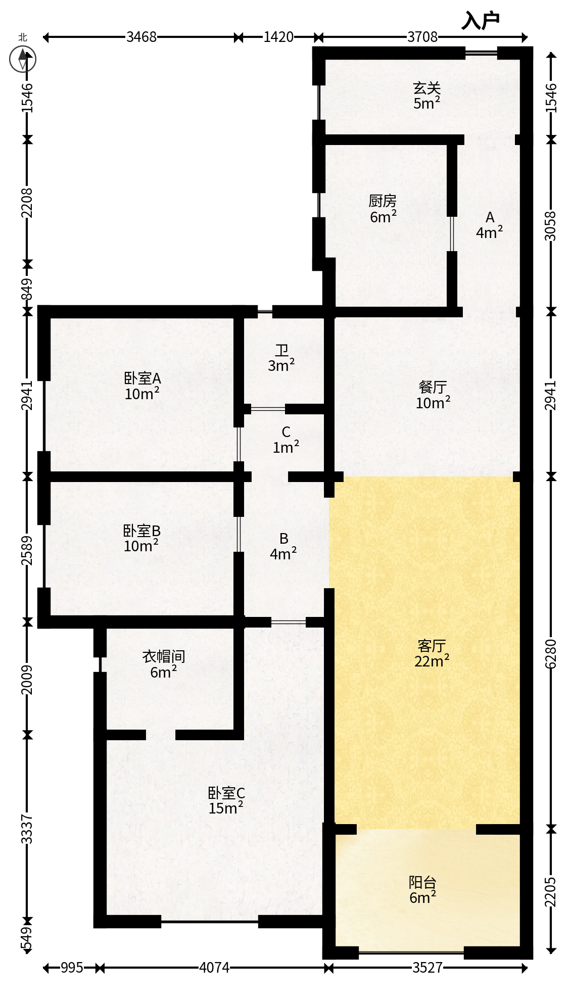 藏珑湖上国际花园  3室2厅1卫   125.00万户型图