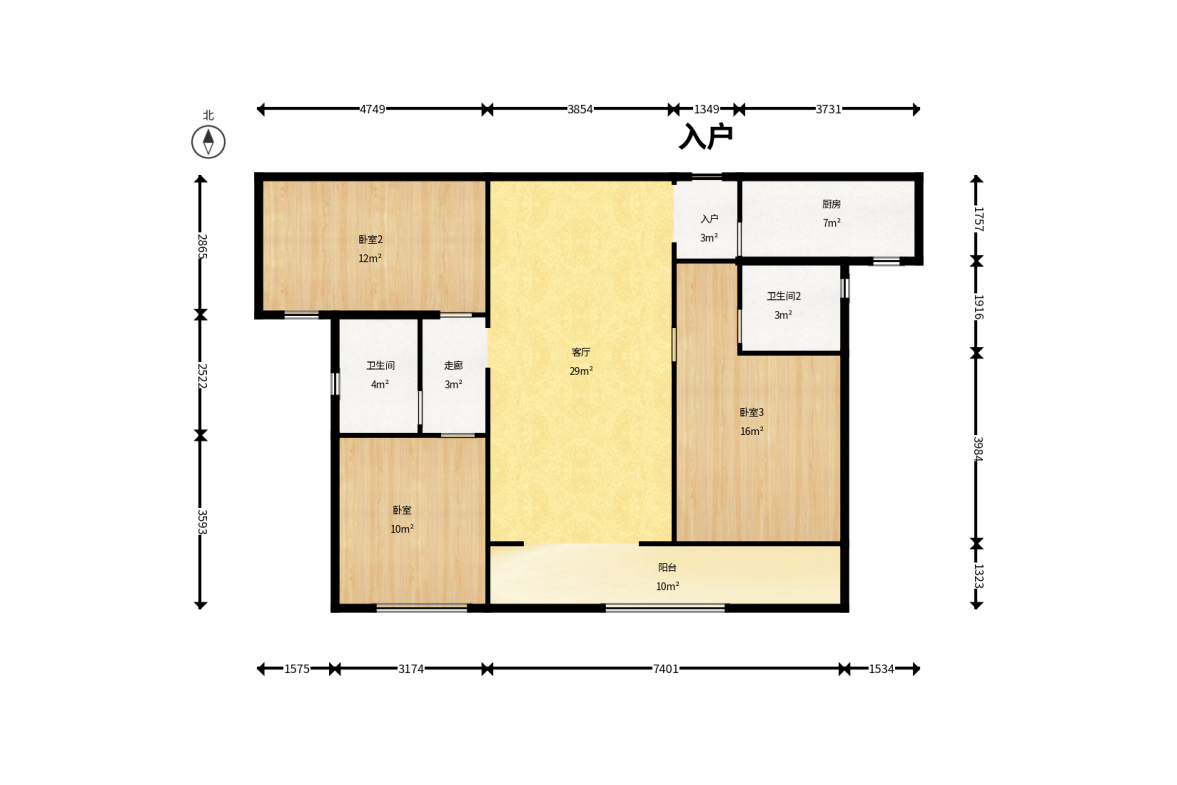 金茂建发观悦  3室2厅1卫    160.0万户型图