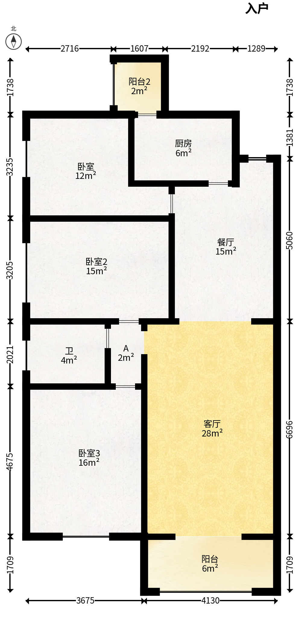诚兴园  3室2厅2卫   90.00万户型图