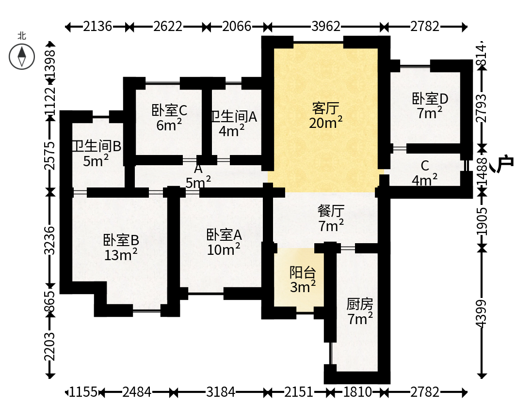 佳兆业水岸新都  4室2厅2卫   66.80万户型图